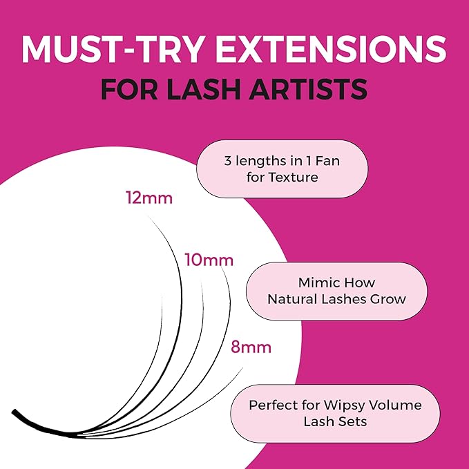 Eyesy Lash 500 Camellia Promade Fans - 5D 0.07 Size 9-11-13mm Curl D - Natural Premade Lash Fans for Eyelash Extensions 3 Lengths in 1 Loose Pre Made Eyelash Create Depth, Texture, Layer, Volume