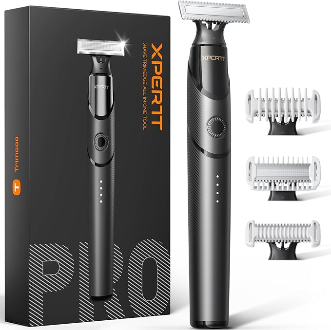 [2026 Upgraded Beard & Body Hair Trimmer for Men [All-in-One] USB-C Fast Charging, Groin & Ball Hair Painless Electric Shaver, Travel Razors, Waterproof Wet/Dry Groomer, Black(Lite)