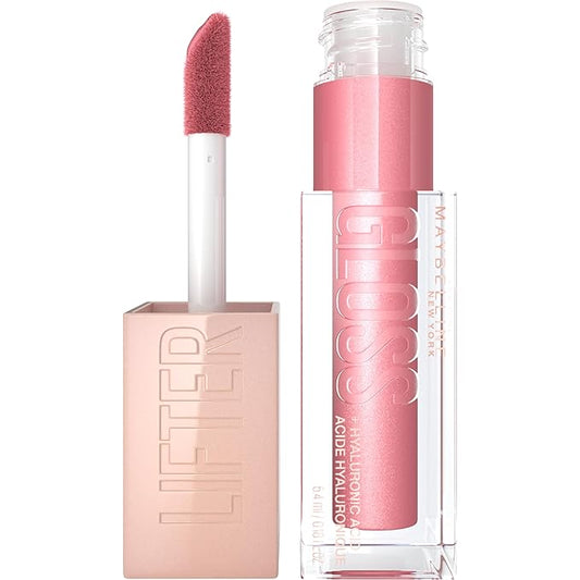 Maybelline Lifter Gloss, Hydrating Lip Gloss with Hyaluronic Acid, High Shine for Plumper Looking Lips, Brass, Pink Neutral, 0.18 Ounce
