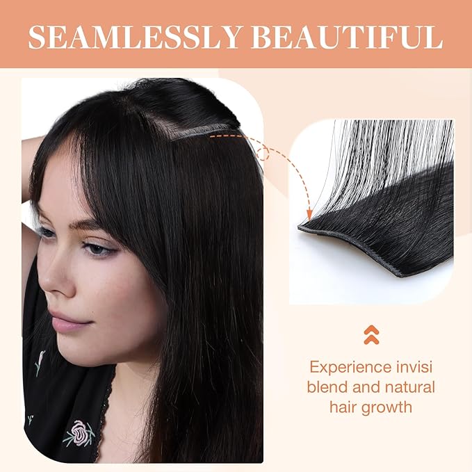 GOO GOO Invisi Edge Clip in Hair Extensions Set, 16inch 160g, 4pcs Injected Seamless PU Clip ins and 5pcs Classical PU Clip insip ins, Virgin Real Human Hair, #1B