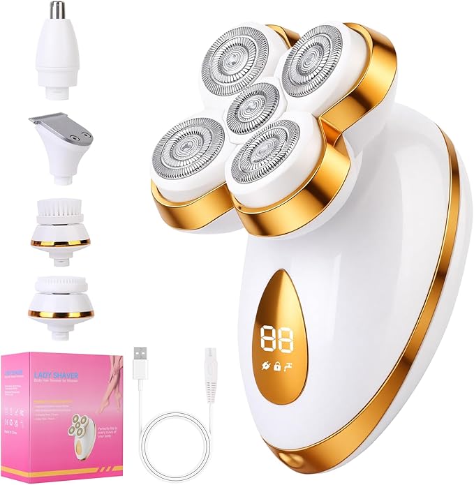 Electric Razors for Women, 5 in 1 Painless Rechargeable Dusk Shaver Womens, Women's Shavers Everything, Lady Leg/Bikini/Face Hair Removal Products, Female Wet Dry Shaving Machine