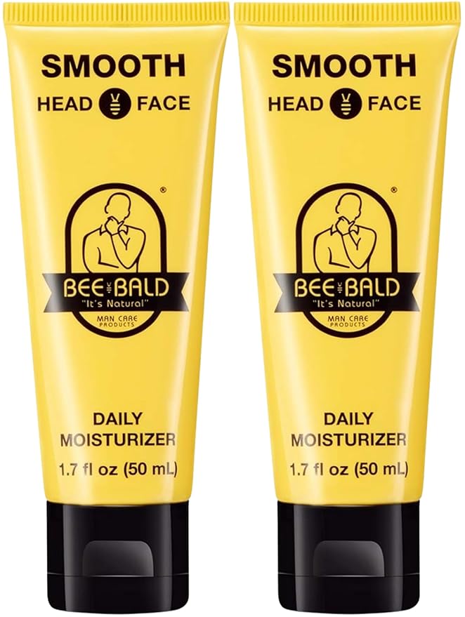 Bee Bald SMOOTH Daily Moisturizer Hydrates & Tones Away Fine Lines, Wrinkles and Dry Patches; Helps Control Oil & Shine to Feel Cool, Fresh and Comfortable, 1.7 Fl Oz (Pack of 2)