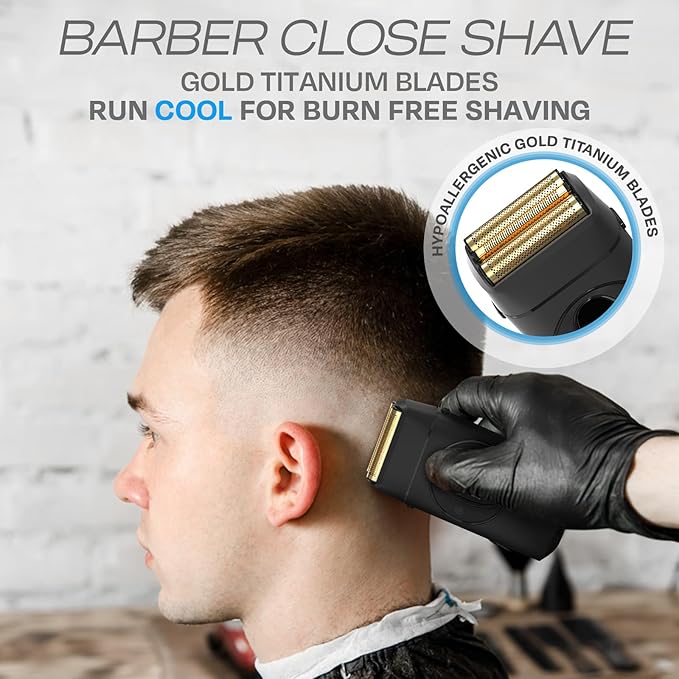 HUMMINGBIRD MK17 DualPro Foil Shaver & Beard Trimmer for Men – Gold Titanium Blades, Turbo Shaving & Torque Control, Metal Body, Digital Battery & RPM Display, Wet/Dry, USB-C & Wireless Charging Dock