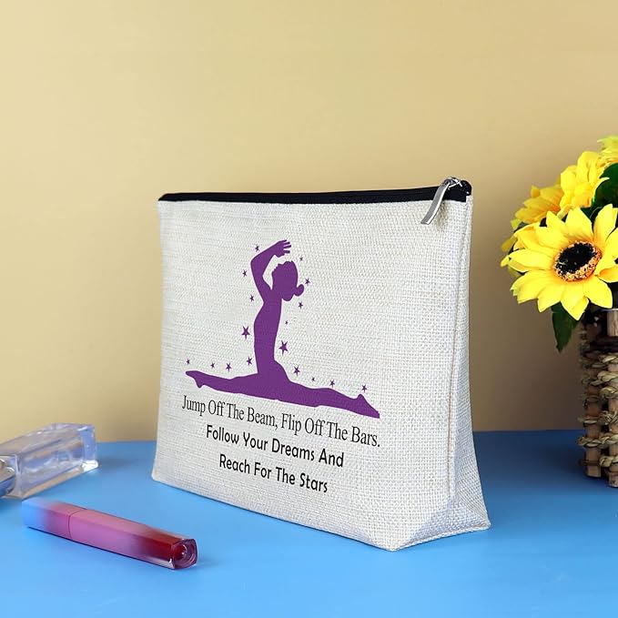 Gymnastics Lover Makeup Bag - Inspirational Gift for Women, Girls, Gymnasts, and Coaches - Cosmetic Pouch for Graduation, Birthday