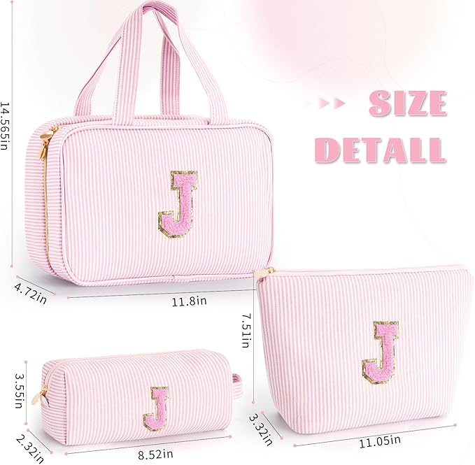 Fystdtote Birthday Gift for Girls Toiletry Bag Makeup Bag Cosmetic Bag Teacher Gifts for 3 4 5 6 7 8 9 10 11 12 13 Year Old Girls - Pink J