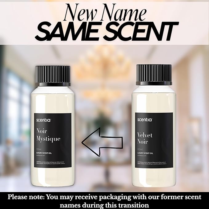 Scentia Noir Mystique Diffuser Oil, Inspired by Edition Hotel, 120 ml (0.67 fl oz) | Essential Oil Blend of Rose, Bergamot, Lemon & Musk | Luxury Aroma for Aromatherapy Diffusers & Humidifiers