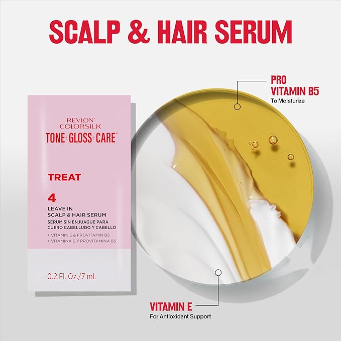 Revlon ColorSilk Tone + Gloss + Care Demi Permanent Hair Color, Dye Kit with Leave-In Scalp and Haircare Serum, 2x Shinier, 4x Stronger, 5RR Medium Red, 4.5 fl oz