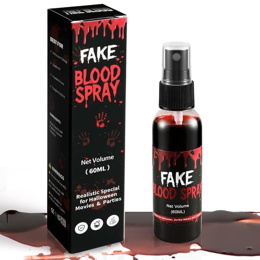 Halloween Fake Blood Spray – 60ML Fresh Realistic Fake Blood for SFX Makeup, Vampire Zombie Cosplay,Mouth Body Clothes Stage Effects – Easy to Use and Washable