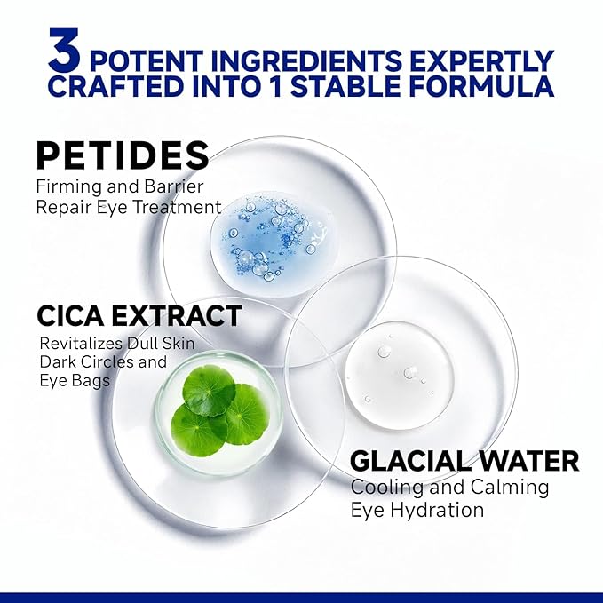 Dr Vincent Peptide Cooling Under Eye Patches, Soothing Eye Patches Instant Reduces Dark Circles and Puffiness, Calming Under Eye Mask with Glacial Water for Bags Treatment, 12 Pairs