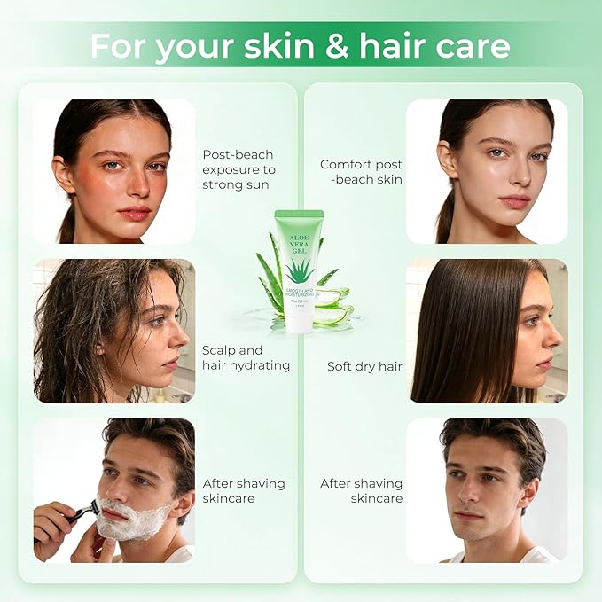 Travel Size Aloe Vera Gel Bulk Mini Natural Organic Aloe Vera Lotion, Individually Wrapped Moisturizer Soothing After Sun Aloe Cream for Face Body Skin Care Outdoor Vacation 1 Fl Oz (Pack of 60)
