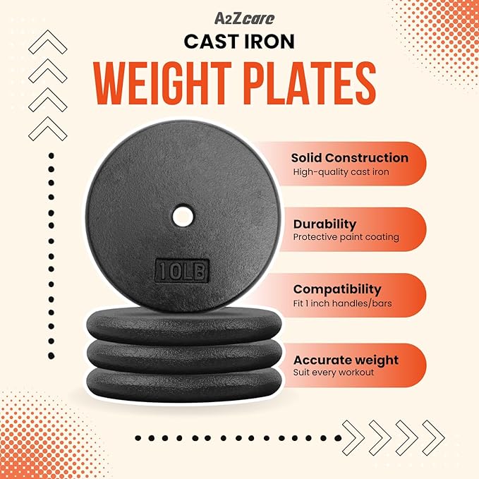 A2ZCARE 1 inch Weight Plates Set 1.25 lbs 20 lbs, 1 inch, 1 inch