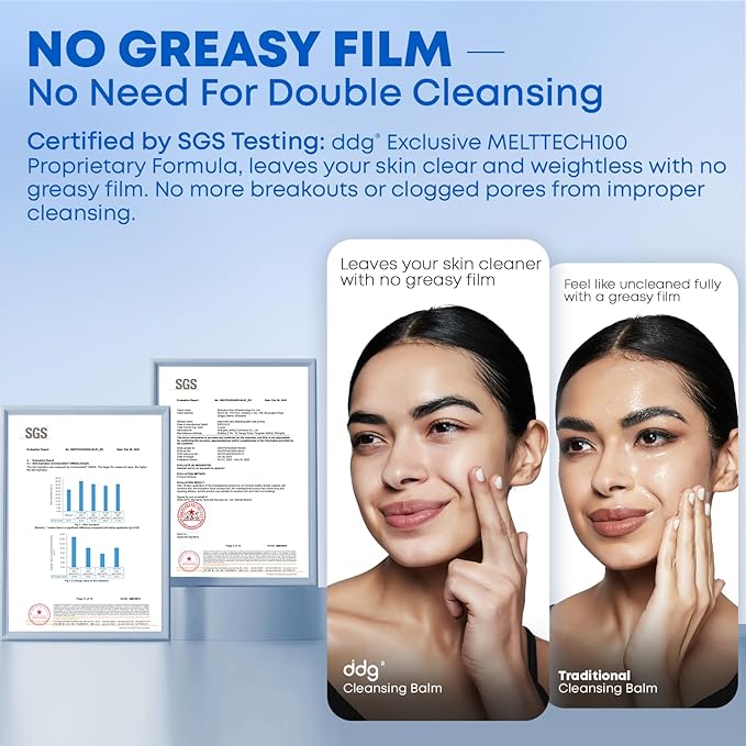 ddg Travel Size Cleansing Balm Makeup Remover for Sensitive Skin,Waterproof Makeup Removal,Travel-Friendly Facial Cleanser,Vegan Hydrating Formula,Individually Wrapped,10 Packs
