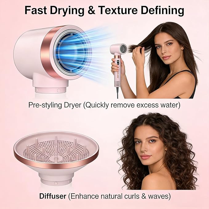 8 in 1 Hot-Air Hair Brushes - Air Wrap Hair Styler & Blow Dryer Brush,Multi Hair Styler for Salon Blowouts, Smooth Curls, Volumizing and Straightening,Gifts for Women，No Heat Damage for All Hair Types