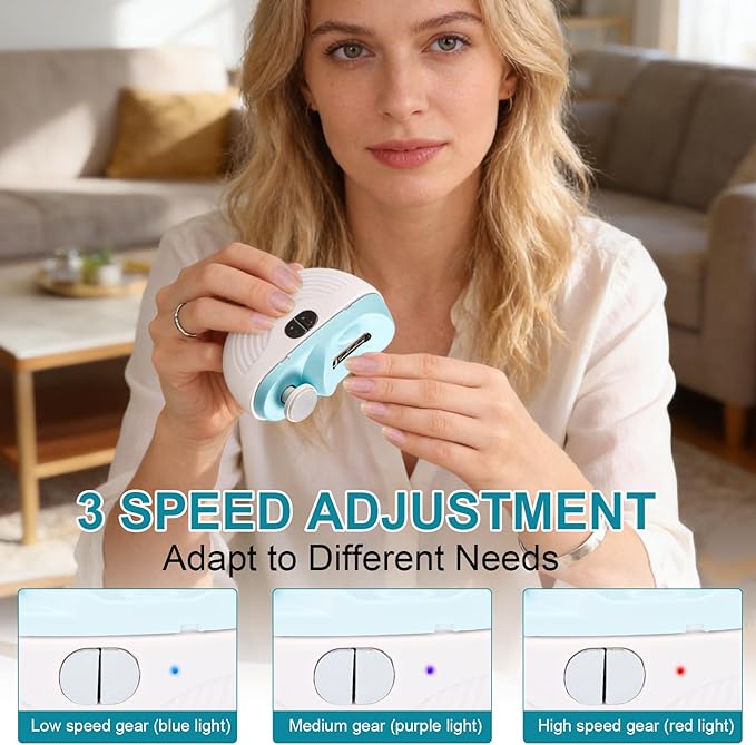 Electric Nail Clipper, Toenail Clippers for Seniors, 2026 New Electric Polishing Automatic Nail Clippers,for Seniors, Kids and Adults（Blue White）
