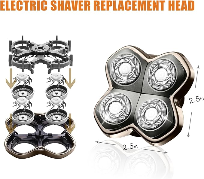 Replacement Blade Shaver PRO 2 Head for Electric Shaver Compatible with Skull Pitbull, Butterfly Kiss PRO & Palm Shavers (3Pack)