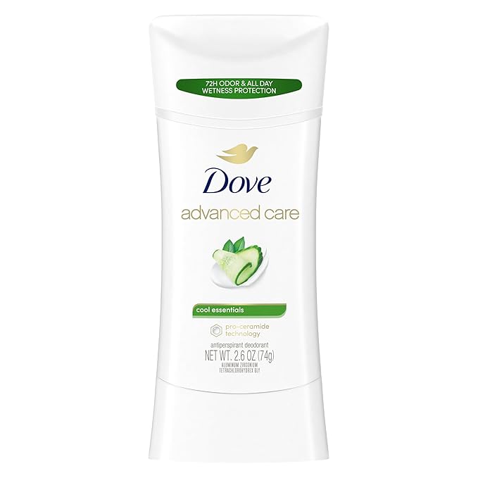 Dove Advanced Care Antiperspirant Deodorant Stick Cool Essentials for Helping Repair Skin Barrier After Shaving, with 72-Hour Sweat & Odor Protection, 2.6 oz