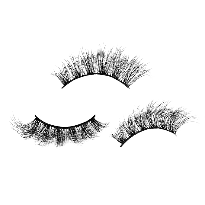Pooplunch False Eyelash Strips Natural Crossed Cat Eye Lashes Fluffy Volume Wispy C-Curly Faux Mink Fake Eyelashes 14 Pairs Pack