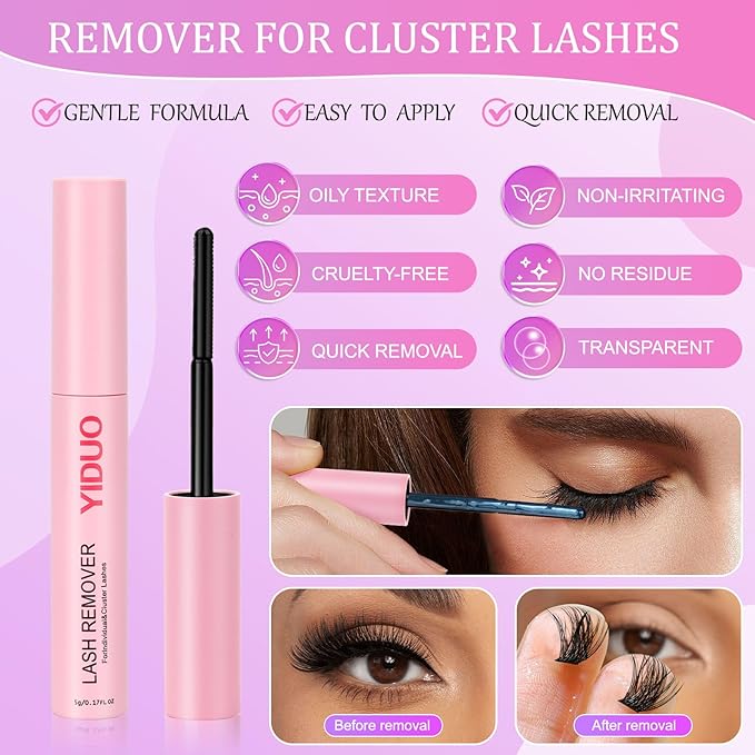 Volume Lashes Clusters Lash Kit 770Pcs with 2X Bond&Seal 5 style Mixed C-Curl False Eyelashes Extensions Kit Faux Mink Individual Wispy Lash Clusters Thick Lash Extensions DIY at Home Easily