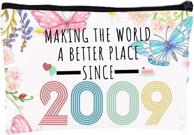 Sweet 16 Gifts for Girls, 16 Year Old Girl Birthday Gifts Makeup Bag 2009, Sweet 16 Birthday Decorations Cosmetic Bags for Girls,2009 Makeup Pouch gifts for 13 year old girl,Sister, Daughter, Niece
