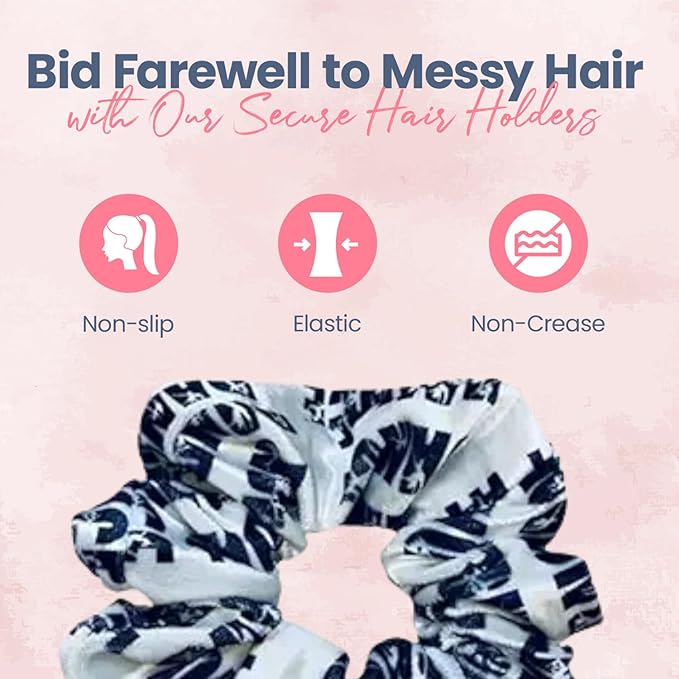 Dance Scrunchie – Soft Velvet Hair Tie with Dancer Print for Girls and Teams – Black and White Dance Accessory and Gift for Recitals, Competitions, Ballet, Jazz, or Cheer