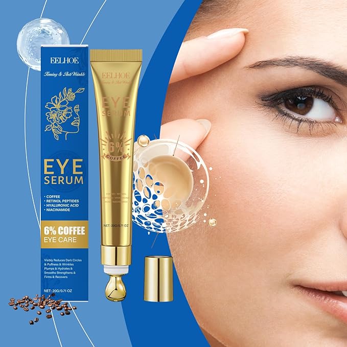 Retinol Eye Serum for Dark Circles & Puffiness with Niacinamide, Hyaluronic Acid & Caffeine - Anti-Aging Under Eye Treatment for Wrinkles, Brightening, Firming & Depuffing