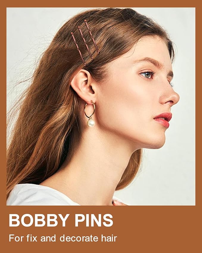 MAORULU Hair Bobby Pins with Cute Case, 250 CT Hair Pins for Buns, Premium U Hair Accessories for Women, Girls and Kids, Great for All Hair Types (Variety U & Bobby Pins Brown)