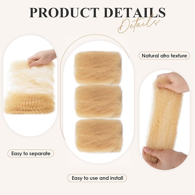 613 Afro Kinkys Bulk Human Hair For Twists, Afro Kinky-Curly Human Hair Bulk For Dreadlocks Extensions,Bulk Human Braiding Hair Afro Kinky Twist Extensions Natural And Soft (22 Inch, 30g/Pack)