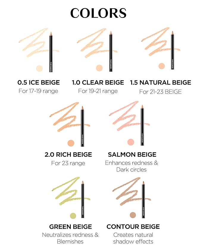 THESAEM Cover Perfection Ideal Concealer Pencil 0.04oz - Green Beige for Redness & Skin Troubles Correction - Slim Multi-Use Color Correcting Pencil - Korean Makeup Concealer Stick for Blemishes