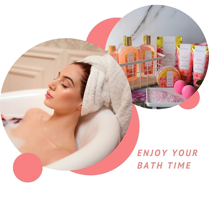Spa Luxetique Bath Sets for Women Gift - 10pc Rose Spa Gift Set, Self Care Kit for Her Birthday, Mother's Day, Anniversary, Holiday, Valentine's Day for Women, Mother, Girlfriends, Wife