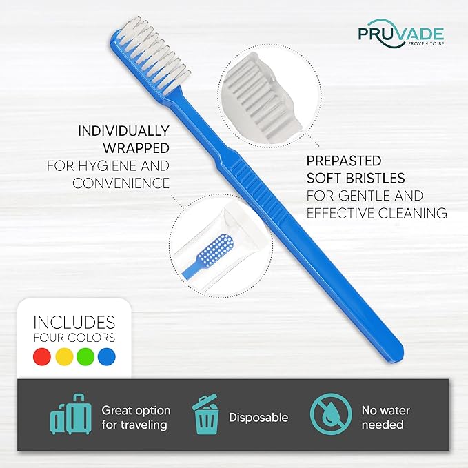 100 Pack Disposable Toothbrushes with Toothpaste Built In - Prepasted Toothbrushes Individually Wrapped - Single Use Waterless Tooth Brush with Soft Bristles for Airbnb, Hotel, Camping, Travel