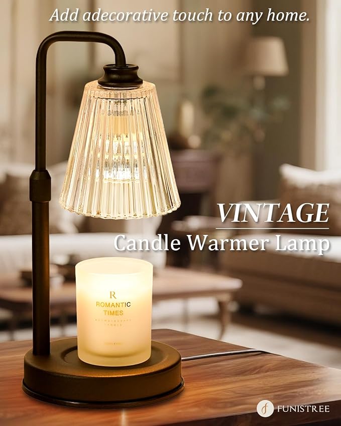 Candle Warmer Lamp With Timer Dimmable, Birthday Valentines Day Gifts for Women Mom, Adjustable Candle Warming Lamp with 2 Bulbs, Black Candle Lamp Warmer for Jar Scented Candles, Home Decor