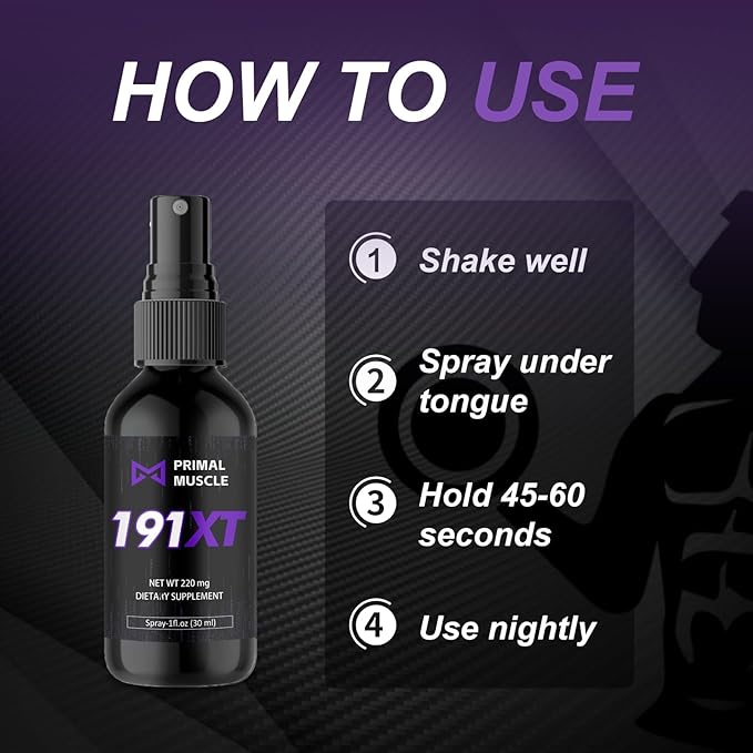 Primal Muscle 191xt Recovery Spray | Plant-Based Amino Acid Formula for Daily Muscle Support. 30-Day Supply