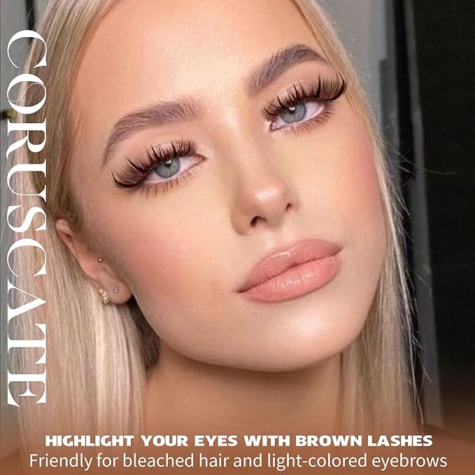CORUSCATE Brown Lash Clusters with Spikes 60D80D Cluster Eyelash Extensions 12-22mm DIY Spiky Individual Lashes Mega Eyelash Clusters Volume Mink Strip Cluster Lashes