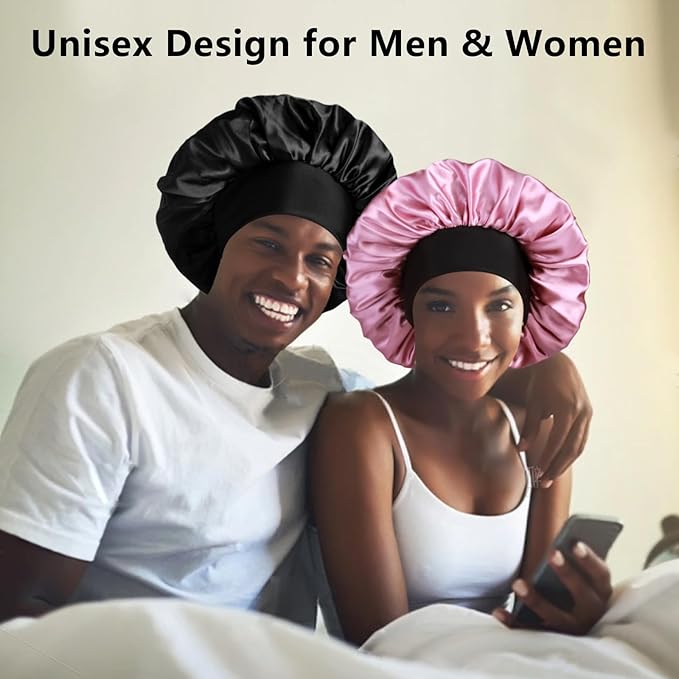 2pcs Bonnets for Men, Double Layer Hair Bonnet Satin Bonnet for Women Curly Hair Braids