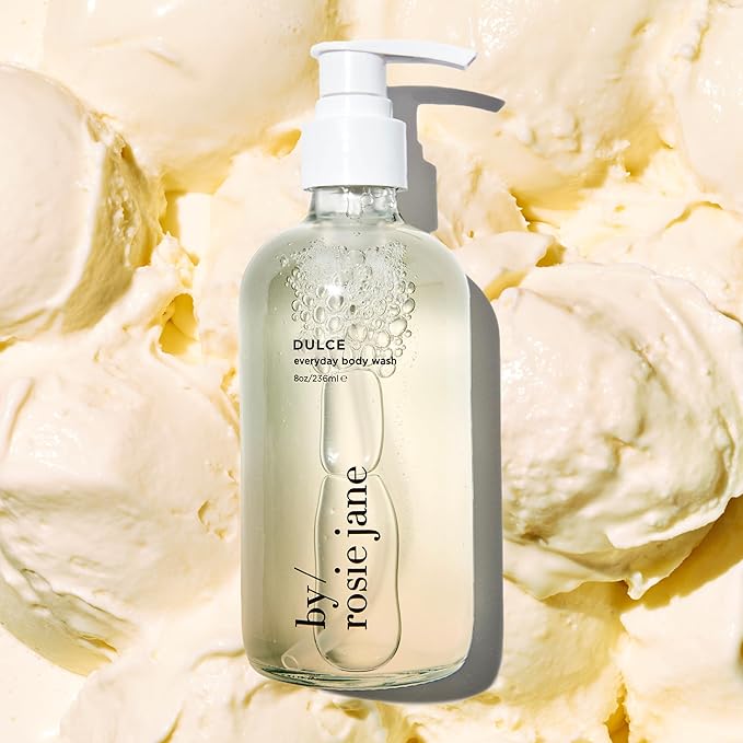 By Rosie Jane Body Wash (Dulce) - Hydrating Body Wash Made with Creamy Vanilla, Brown Sugar & Warm Hinoki Wood - Supports Skin Elasticity & Builds Collagen - Vegan & Non-Toxic (8 Fl Oz)