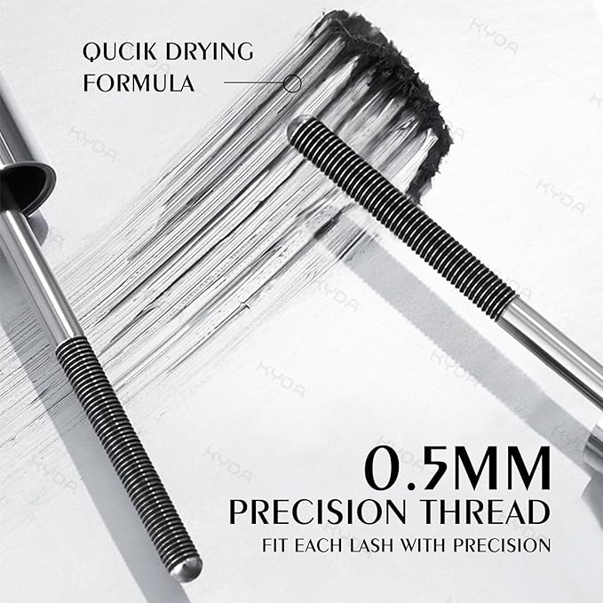 KYDA Black Iron Wand Curling Mascara, Lasting 3D Curling Eyelashes, Washable Metal Wand Mascara, Waterproof Smudge-proof, Natural Thick Clear Lashes-looking