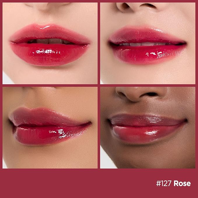 Laka Fruity Glam Tint, 4.5g/0.15oz, Glowing Lip Stain with Wide Color Spectrum, Hydrating & Lightweight Texture, Buildable Color, Non-Sticky, Vegan, K-Beauty (#127 Rose)