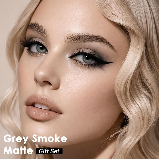 Erinde Grey Smoke Matte Eye Makeup Gift Set, Eyeshadow Palette, Eyeshadow Stick & Eyeliner Gel Makeup Kit with Brush, Waterproof, long-lasting, Natural Nude Eye Enhancing Kit