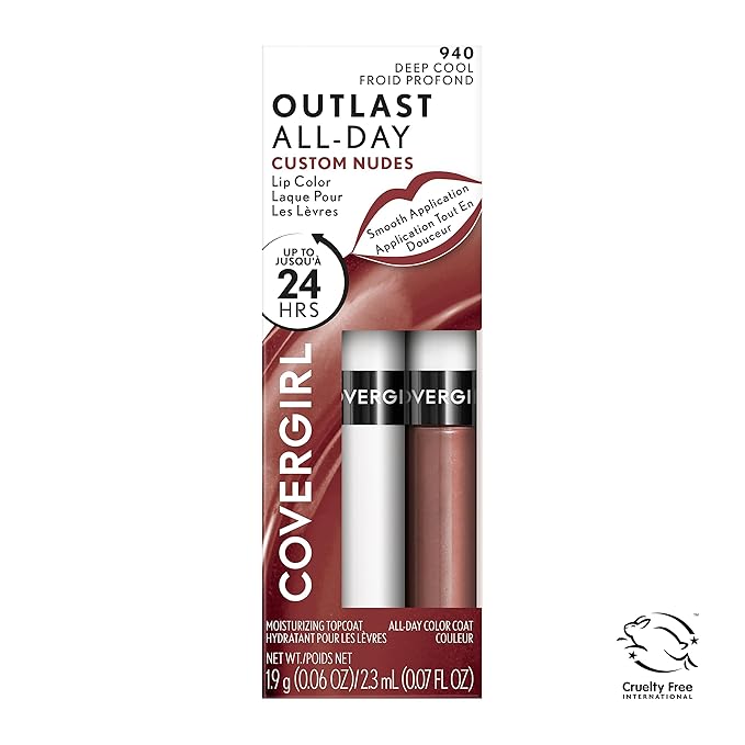 COVERGIRL Outlast All-Day Lip Color Custom Nudes, Deep Cool, 2 Piece Set (Pack of 2)