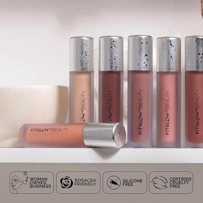 FITGLOW Beauty Lip Colour Serum | Hydrating Lip Gloss | Plumping Anti-Aging Lip Treatment | Natural Shine with Pomegranate Sterols & Collagen | Buildable Color for Dry Chapped Lips | Carotene - 10g
