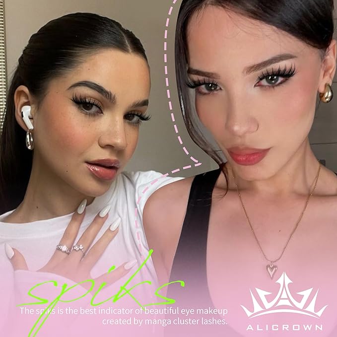 Spiky Lash Clusters Kit Manga Eyelash Extensions Kit with Lash Bond and Seal Doll Anime Lash Extensions with Invisible Band Natural Volume Individual Lashes Kit 165Pcs 8MM-16MM