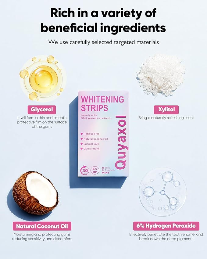 Teeth Whitening Strips, Teeth Whitening Strips Kit 14 Treatments, Enamel Safe for Sensitive Tooth, 14-Day Treatment with Non-Slip, Bleaching Tooth of Peroxide for a Radiant, Pack of 28 Strip