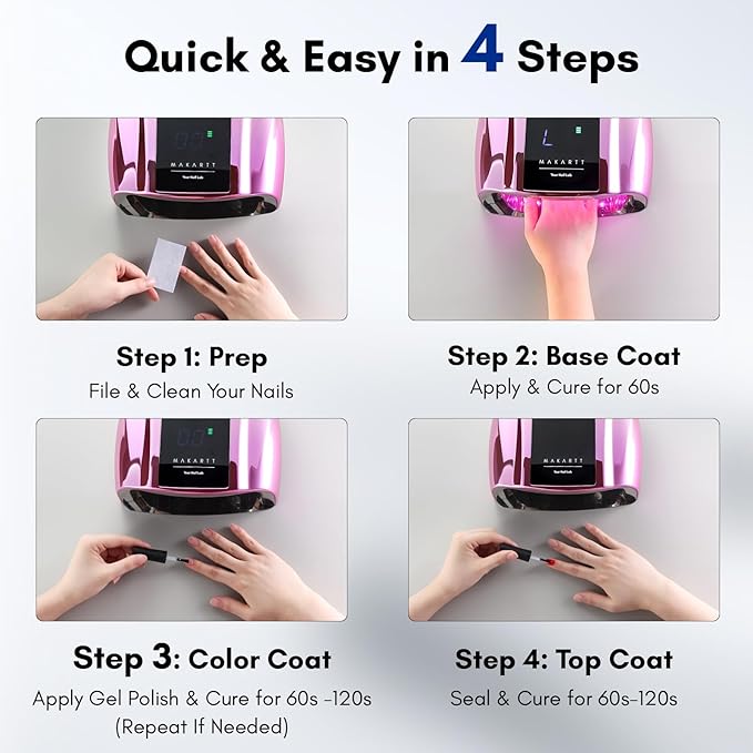 Makartt UV LED Nail Lamp - Fast Curing UV Light with Handle Nail Dryer with 42 Beads 4 Timers Cordless Rechargeable Lamp LCD Touchscreen & Smart Sensor(Gradient Purple)