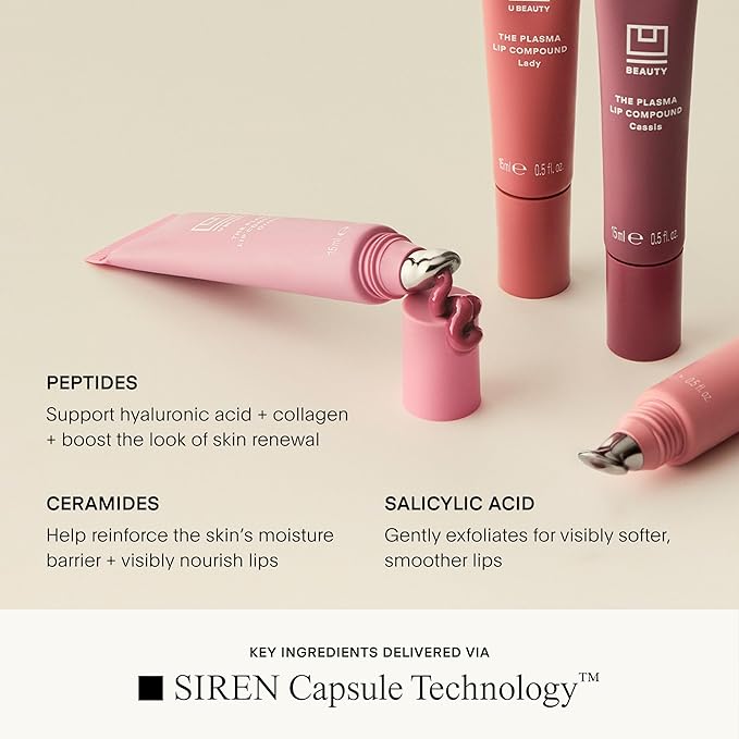 U Beauty The PLASMA Tinted Lip Compound - Anti-Aging & Anti-Wrinkle Lip Gloss, Hyaluronic Acid, Shea Butter & Peptides for Hydration & Plumping, Lady- 15 mL