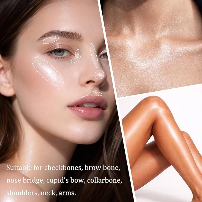 UCANBE Sparkle Bomb Baked Highlighter, Powder Highlighter Makeup, High Glossy Illuminator Palette for Face & Body, Weightless and Buildable (03 Rose Glow)