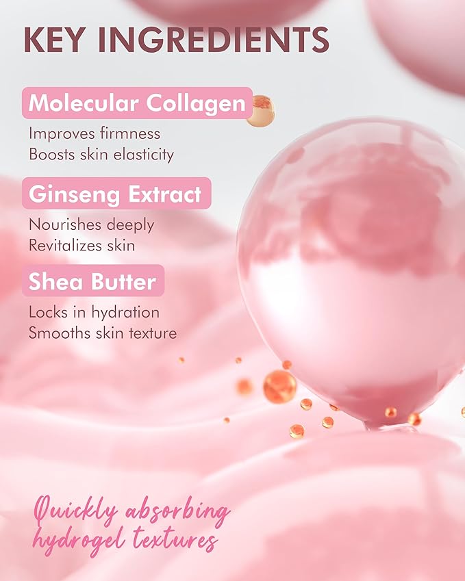 DERMAL Collagen Hydrogel Melting Mask (4 Pack) - Korean Overnight Face Mask for Glassy Skin & Pore Care - Deep Hydration Jelly Gel Sheet with 300Da Low Molecular Collagen - K-Skincare Ritual