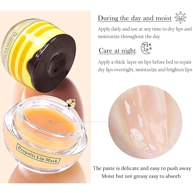 Lip Balm Honey Pot, Propolis Moisturizing Sleeping