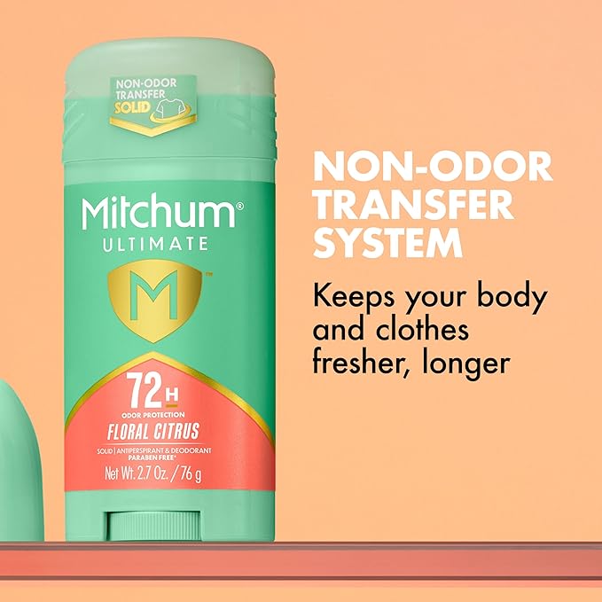 Mitchum Ultimate 72H Odor Protection Women’s Antiperspirant & Deodorant, Invisible Solid, Floral Citrus, 2 pack