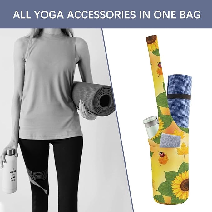 Portable Yoga Mat Carrier Single Shoulder Bag with Pocket Spacious for Yoga Gym Fitness Travel