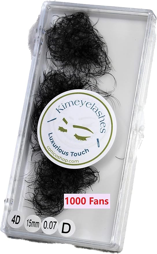4D - 0.07 C and D Curl 1000 Premade volume fans loose Fans, Handmade eyelash extensions supplies Russian volume lash promade fan (4D - 0.07 - Curl D, 10mm)